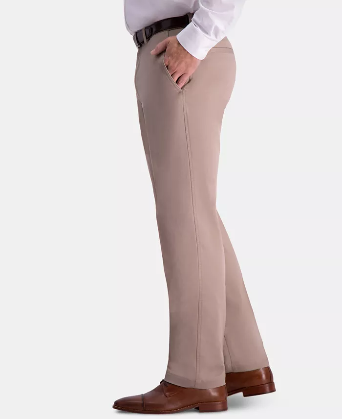 Haggar Men's Premium Comfort Khaki Classic-Fit 2-Way Stretch Wrinkle Resistant Flat Front Stretch Casual Pants Men's Fashion & Accessories