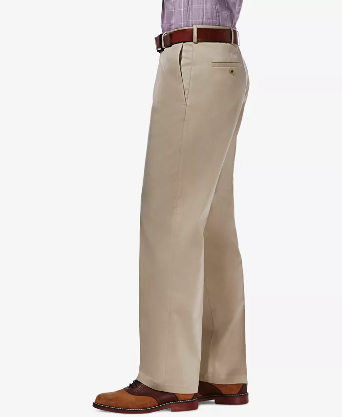Alfani Haggar Men's Premium No Iron Khaki Classic Fit Flat Front Hidden Expandable Waist Pant Men's Fashion & Accessories
