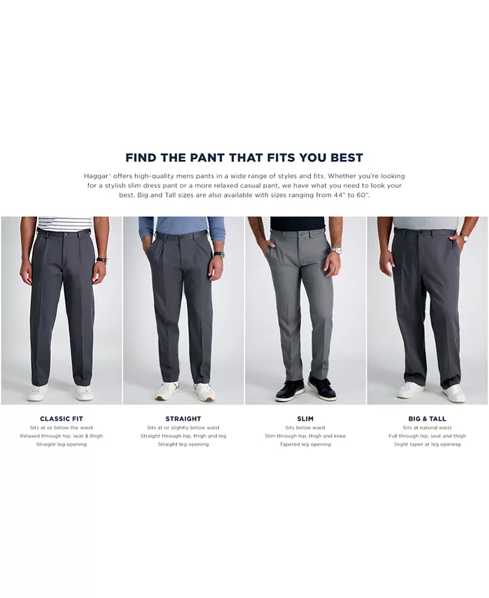 Alfani Haggar Men's Premium No Iron Khaki Classic Fit Flat Front Hidden Expandable Waist Pant Men's Fashion & Accessories