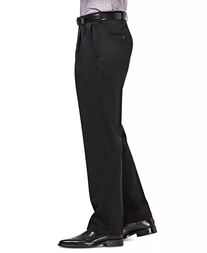 Haggar Men's Premium No Iron Khaki Classic Fit Pleat Hidden Expandable Waist Pants Men's Fashion & Accessories