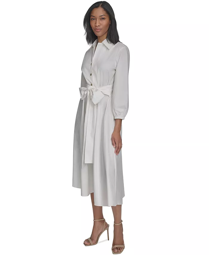 Alfani Halston Women's Cotton Tie-Waist Fit & Flare Dress Women's Fashion Shoes & Accessories