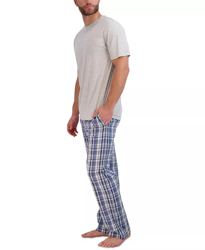 Alfani Hanes Men's 2-Pc. Relaxed-Fit Sleep T-Shirt & Stretch Plaid Pajama Pants Set Men's Fashion & Accessories