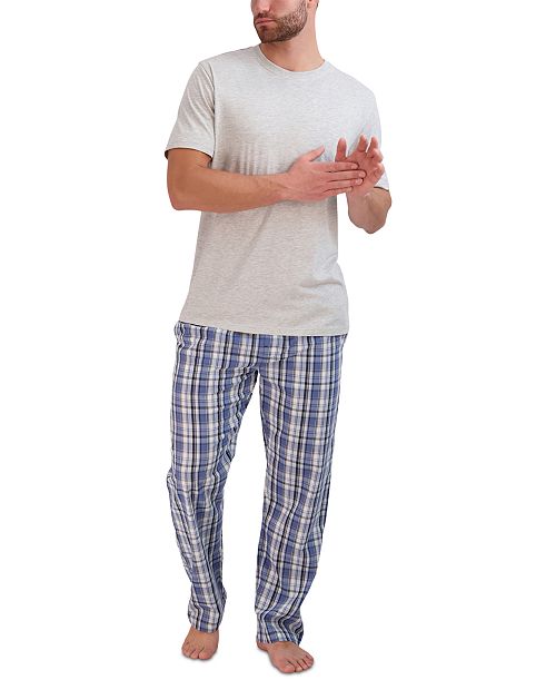 alfani Hanes Men's 2-Pc. Relaxed-Fit Sleep T-Shirt & Stretch Plaid Pajama Pants Set Men's Fashion & Accessories