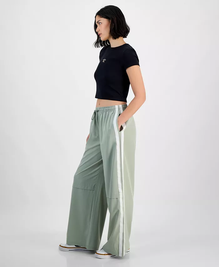 Alfani Hippie Rose Juniors' Side-Stripe Wide-Leg Track Pants Juniors'