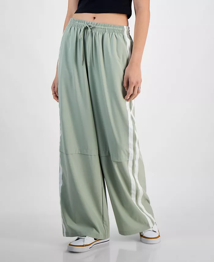 Alfani Hippie Rose Juniors' Side-Stripe Wide-Leg Track Pants Juniors'