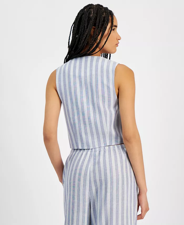 Alfani Hippie Rose Juniors' Sleeveless Linen Vest Juniors'