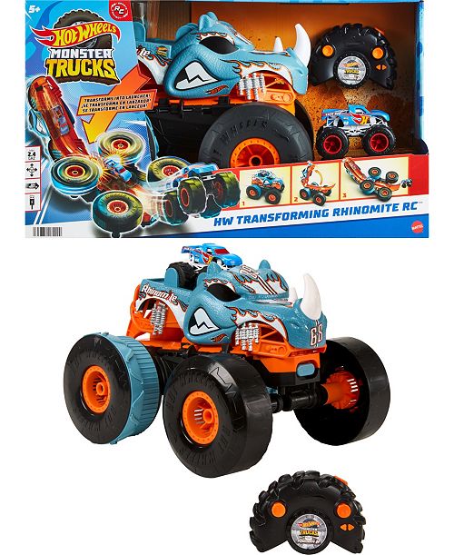 alfani Hot Wheels Monster Trucks HW Changing Rhinomite RC in 1:12 Scale with 1:64 Scale Toy Truck All Toys