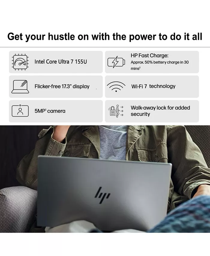 Alfani HP Envy 17.3" Daily Traditional Laptop Intel Core Ultra 7 155U 16GB RAM NVIDIA GeForce RTX 3050 512GB SSD Storage Windows 11 Home FHD 60Hz Electronics