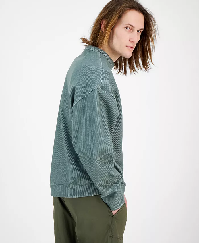 Alfani Hugo Boss Men's Dinkam Oversized Fit Long Sleeve Ribbed Logo Sweatshirt Men's Fashion & Accessories