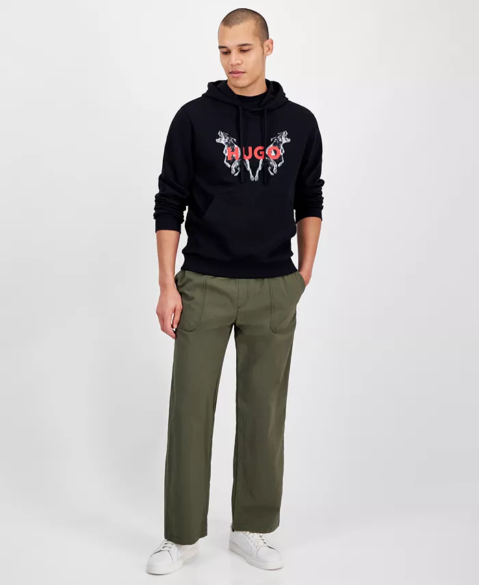 Alfani Hugo Boss Men's Dueleyo Long Sleeve Howling Hounds Graphic Hoodie Men's Fashion & Accessories