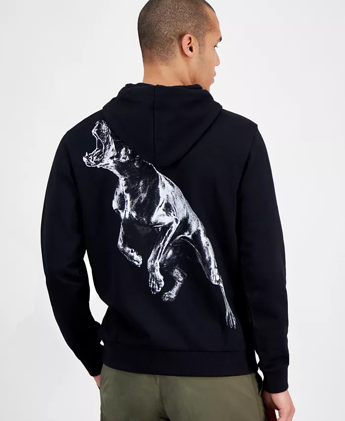 Alfani Hugo Boss Men's Dueleyo Long Sleeve Howling Hounds Graphic Hoodie Men's Fashion & Accessories