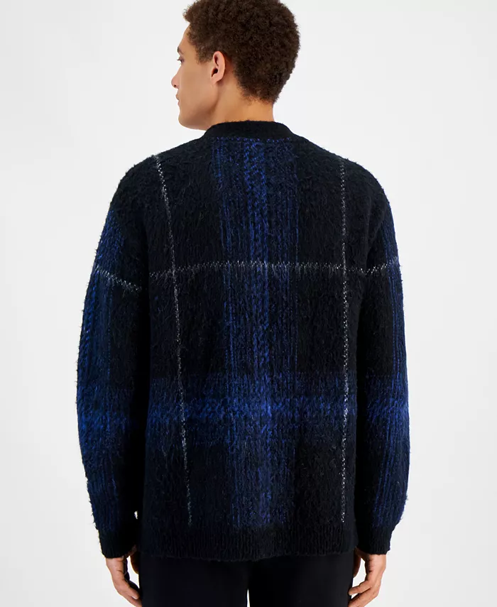 Alfani Hugo Boss Men's Soena Plaid Cardigan Men's Fashion & Accessories