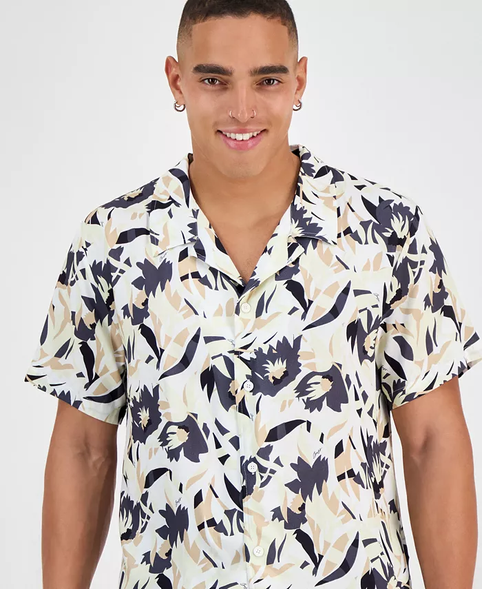 Alfani HUGO By Hugo Boss Men's Abstract Floral Beach Shirt Men's Fashion & Accessories