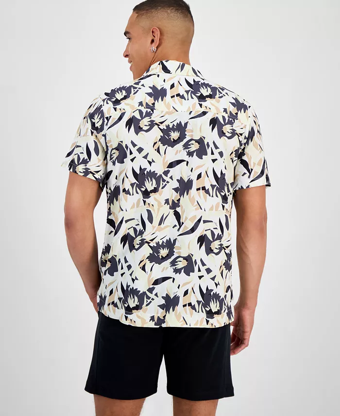 Alfani HUGO By Hugo Boss Men's Abstract Floral Beach Shirt Men's Fashion & Accessories