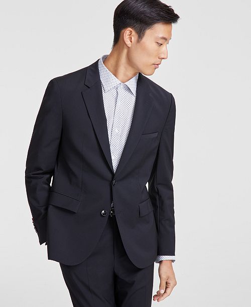 HUGO by Hugo Boss Men's Modern-Fit Solid Wool-Blend Suit Jacket Men's Fashion & Accessories