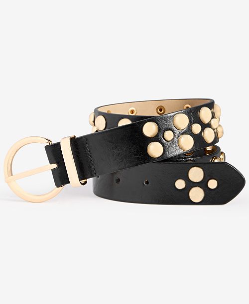 alfani I.N.C. International Concepts Bubble Stud Faux-Leather Belt Exclusively at Macy's Women's Fashion Shoes & Accessories