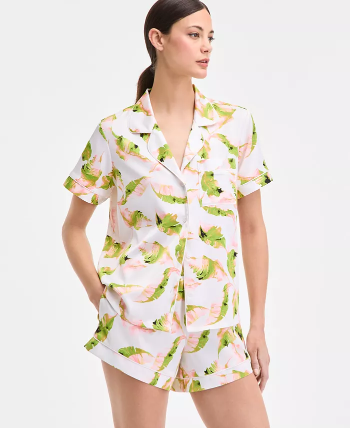 Alfani I.N.C. International Concepts I.N.C International Concepts Women's Stretch Satin Short-Sleeve Pajama Set Exclusively At Macy's Women's Fashion Shoes & Accessories
