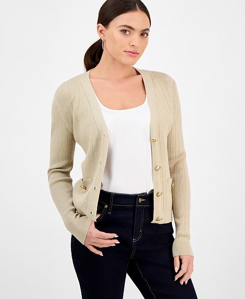 alfani I.N.C. International Concepts Petite Button-Front V-Neck Cardigan Exclusively at Macy's Women's Fashion Shoes & Accessories