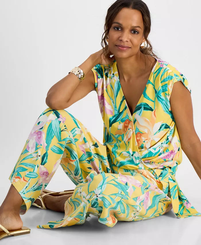 Alfani I.N.C. International Concepts Petite Printed Side-Tied Top & Pull-On Wide-Leg Pants Exclusively At Macy's Petites