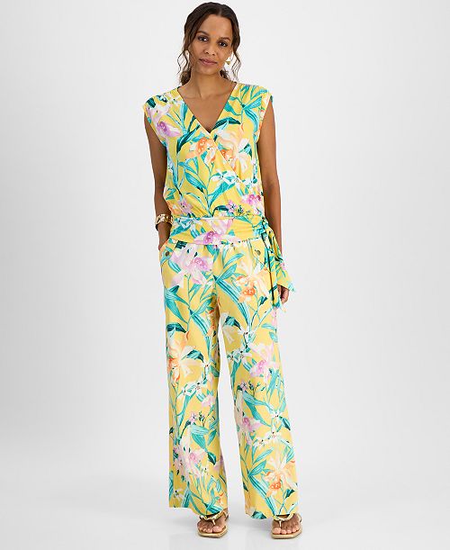 alfani I.N.C. International Concepts Petite Printed Side-Tied Top & Pull-On Wide-Leg Pants Exclusively at Macy's Petites