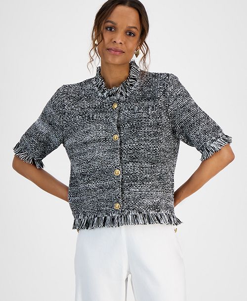 alfani I.N.C. International Concepts Petite Short-Sleeve Cardigan Exclusively at Macy's Women's Fashion Shoes & Accessories