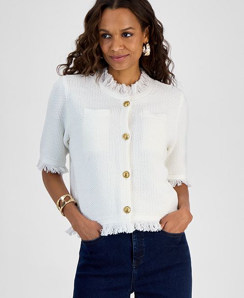alfani I.N.C. International Concepts Petite Short-Sleeve Cardigan Exclusively at Macy's Women's Fashion Shoes & Accessories
