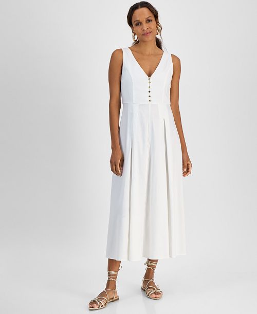 alfani I.N.C. International Concepts Petite Sleeveless Button-Front Dress Exclusively at Macy's Women's Fashion Shoes & Accessories