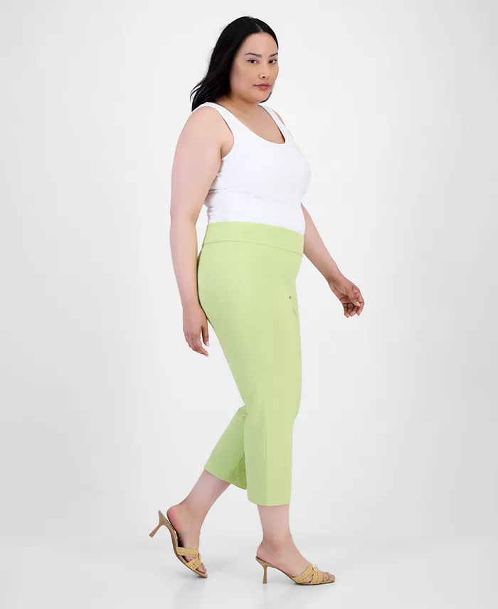 Alfani I.N.C. International Concepts Plus Size Mid-Rise Pull-On Capri Pants Created For Macy's Women's Fashion Shoes & Accessories