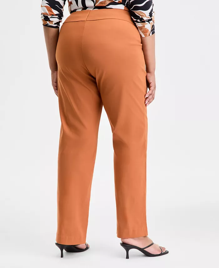 Alfani I.N.C. International Concepts Plus Size Mid-Rise Pull-On Straight-Leg Pants Created For Macy's Women's Fashion Shoes & Accessories