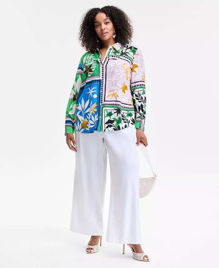 Alfani I.N.C. International Concepts Plus Size Mixed-Print Blouse Exclusively At Macy's Women's Fashion Shoes & Accessories