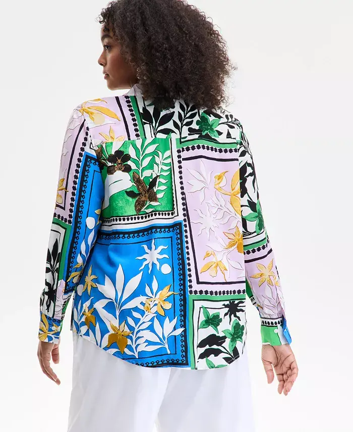 Alfani I.N.C. International Concepts Plus Size Mixed-Print Blouse Exclusively At Macy's Women's Fashion Shoes & Accessories