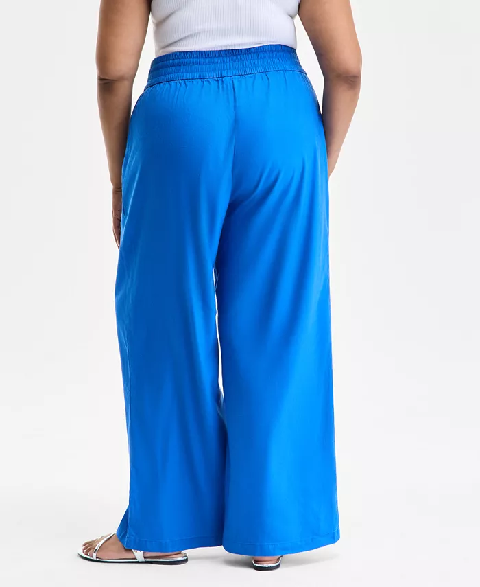 Alfani I.N.C. International Concepts Plus Size Solid Drawstring Wide-Leg Pants Exclusively At Macy's Women's Fashion Shoes & Accessories