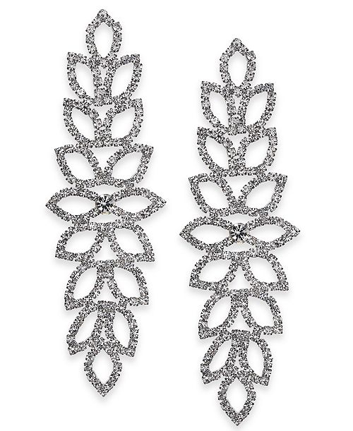 alfani I.N.C. International Concepts Silver-Tone Rhinestone Leaf Statement Earrings Created for Macy's Jewelry & Watches