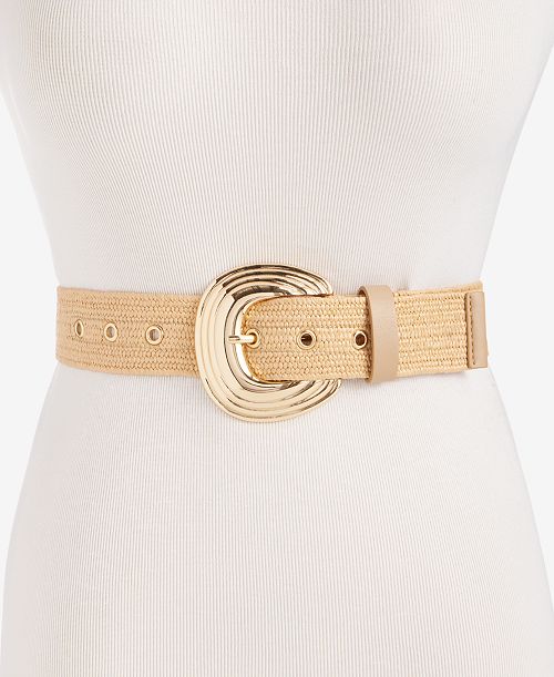 alfani I.N.C. International Concepts Stretch Straw Belt Exclusively at Macy's Women's Fashion Shoes & Accessories