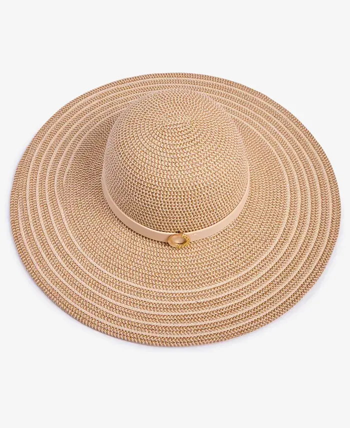 Alfani I.N.C. International Concepts Stripe-Brim Floppy Hat With Contrast Band Exclusively At Macy's Women's Fashion Shoes & Accessories