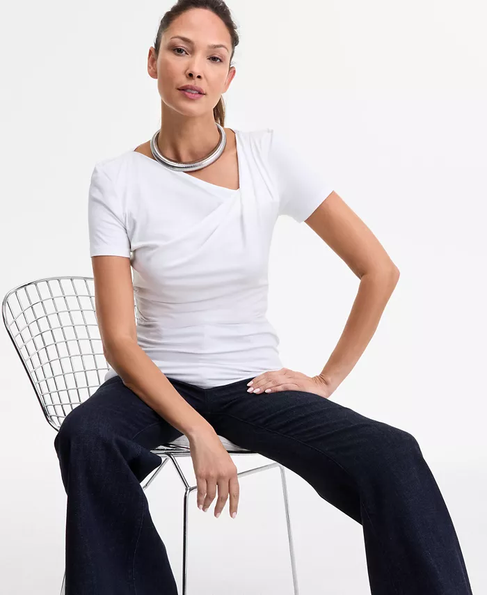 Alfani I.N.C. International Concepts Women's Asymmetric-Neck Top Exclusively At Macy's Women's Fashion Shoes & Accessories