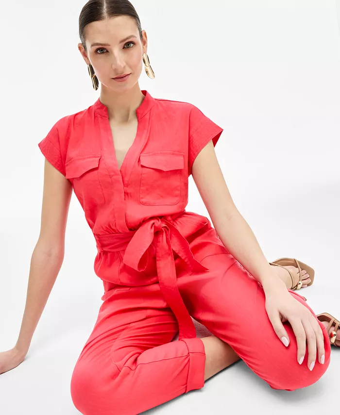 Alfani I.N.C. International Concepts Women's Belted Cap-Sleeve Jumpsuit Exclusively At Macy's Women's Fashion Shoes & Accessories