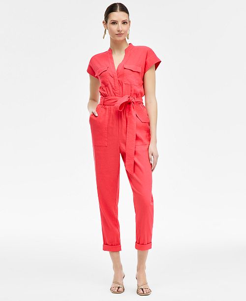 alfani I.N.C. International Concepts Women's Belted Cap-Sleeve Jumpsuit Exclusively at Macy's Women's Fashion Shoes & Accessories