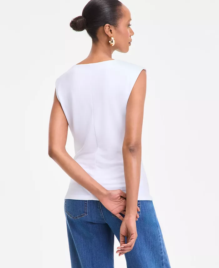 Alfani I.N.C. International Concepts Women's Cotton Extended-Shoulder Cowlneck Top Exclusively At Macy's Women's Fashion Shoes & Accessories