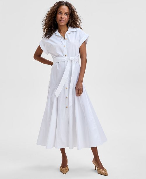 alfani I.N.C. International Concepts Women's Cotton Maxi Shirtdress Exclusively at Macy's Women's Fashion Shoes & Accessories