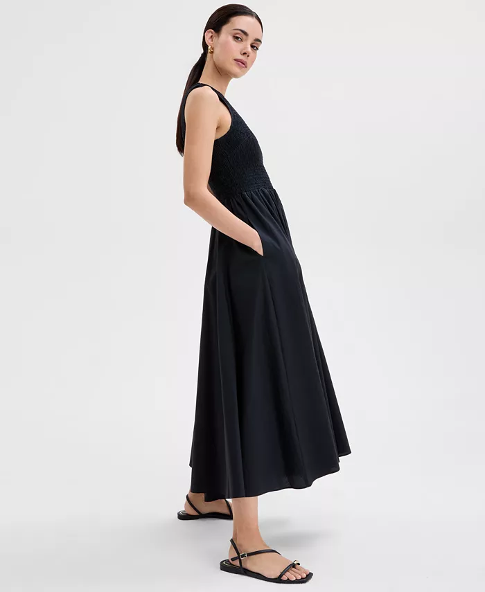 Alfani I.N.C. International Concepts Women's Cotton Sleeveless Smocked Maxi Dress Exclusively For Macy's Women's Fashion Shoes & Accessories