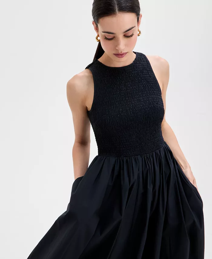 Alfani I.N.C. International Concepts Women's Cotton Sleeveless Smocked Maxi Dress Exclusively For Macy's Women's Fashion Shoes & Accessories