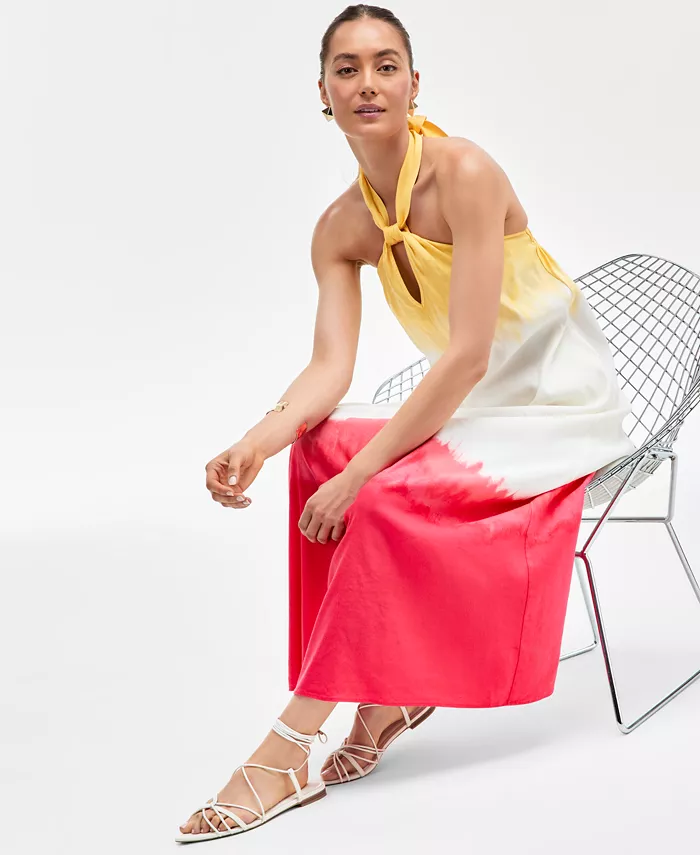Alfani I.N.C. International Concepts Women's Dip-Dyed Linen-Blend Maxi Dress Exclusively At Macy's Women's Fashion Shoes & Accessories