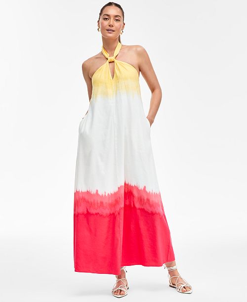 alfani I.N.C. International Concepts Women's Dip-Dyed Linen-Blend Maxi Dress Exclusively at Macy's Women's Fashion Shoes & Accessories