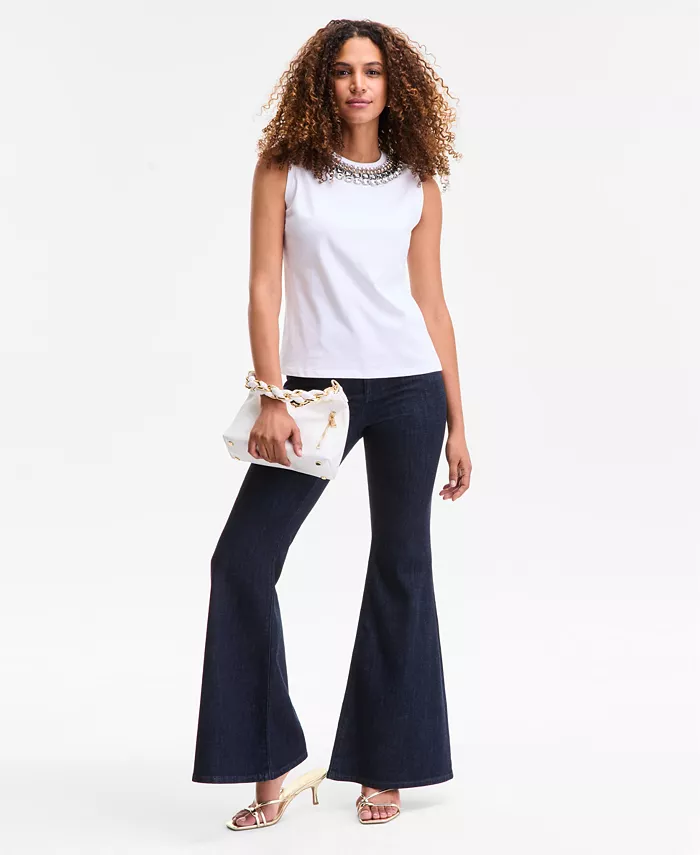 Alfani I.N.C. International Concepts Women's Embellished-Neckline Cotton Tank Top Exclusively At Macy's Women's Fashion Shoes & Accessories
