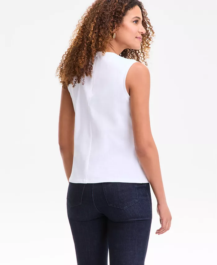 Alfani I.N.C. International Concepts Women's Embellished-Neckline Cotton Tank Top Exclusively At Macy's Women's Fashion Shoes & Accessories