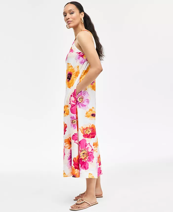 Alfani I.N.C. International Concepts Women's Floral-Print Linen-Blend Maxi Dress Exclusively At Macy's Women's Fashion Shoes & Accessories
