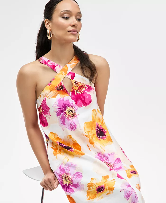 Alfani I.N.C. International Concepts Women's Floral-Print Linen-Blend Maxi Dress Exclusively At Macy's Women's Fashion Shoes & Accessories