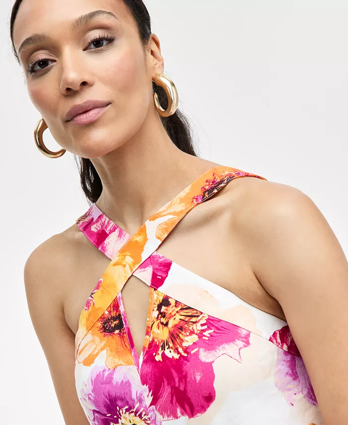 Alfani I.N.C. International Concepts Women's Floral-Print Linen-Blend Maxi Dress Exclusively At Macy's Women's Fashion Shoes & Accessories