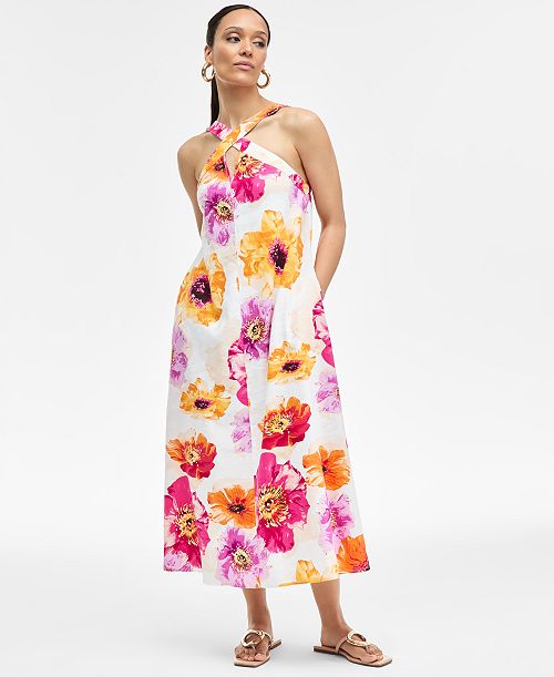 alfani I.N.C. International Concepts Women's Floral-Print Linen-Blend Maxi Dress Exclusively at Macy's Women's Fashion Shoes & Accessories